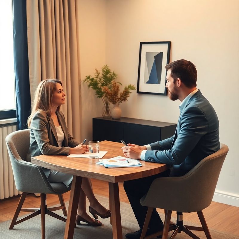 Consultant și client într-o sală de întâlniri private