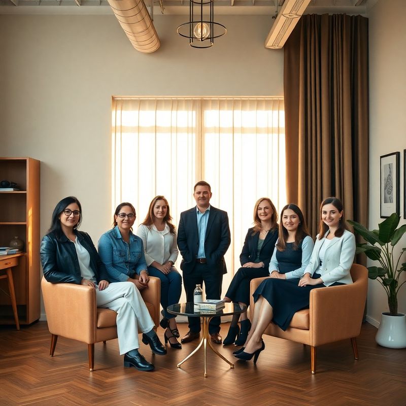 Portret de grup al echipei Casa Dragomir în biroul din Timișoara